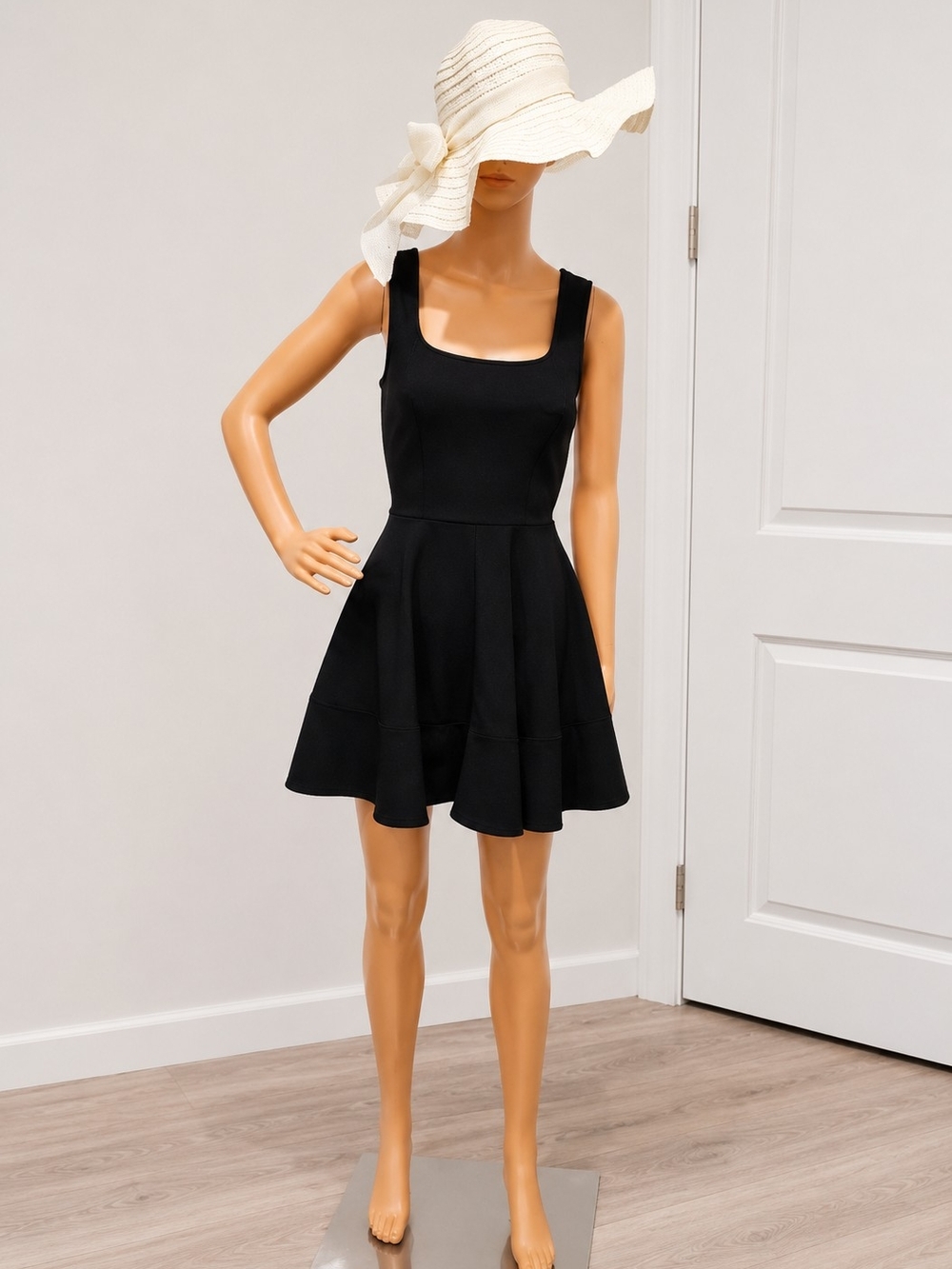 Lulu's Black Square-Neck Fit & Flare Mini Dress